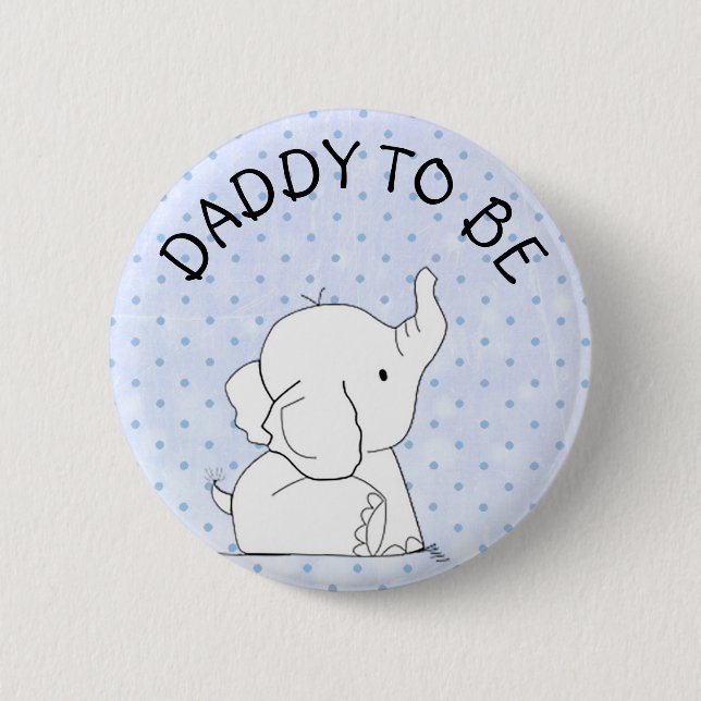 Blauer Elefant-Baby-Duschen-Button-Vater zum zu Button (Vorderseite)