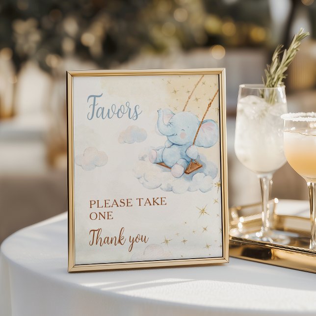 Blauer Elefant Baby Shower Geschenke Schild Poster (Von Creator hochgeladen)