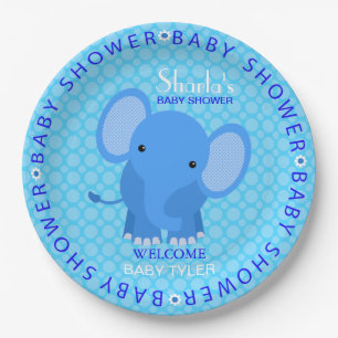 Blauer Elefant-Babyparty-Pappteller Pappteller