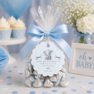 Blauer Elefant Blau Baby Shower Danke Geschenkanhänger