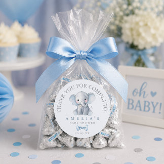 Blauer Elefant Blau Baby Shower Dankeschön Runder Aufkleber