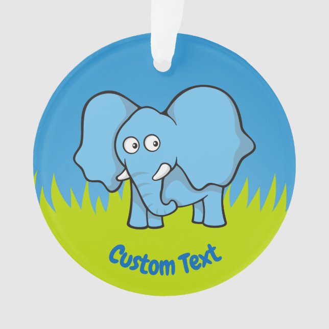 Blauer Elefant Cartoon Ornament (Vorderseite)