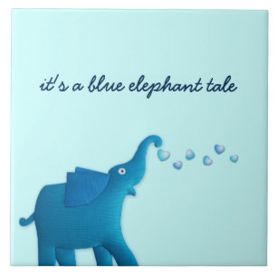 blauer Elefant Fliese