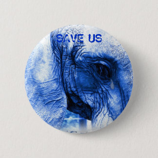 Blauer Elefant - GERETTET USA Button