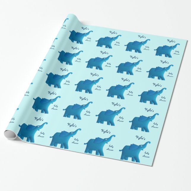 blauer Elefant Geschenkpapier (Ungerollt)