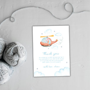 Blauer Elefant Hubschrauber Flugzeug Babyparty Dankeskarte