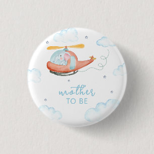 Blauer Elefant Hubschrauber Mutter-To-Be-Baby-Part Button