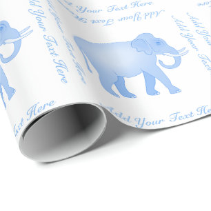 Blauer Elefant - indischer Elefant - Baby Geschenkpapier