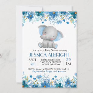 Blauer Elefant Jungen Baby Shower Sprinkle Einladung
