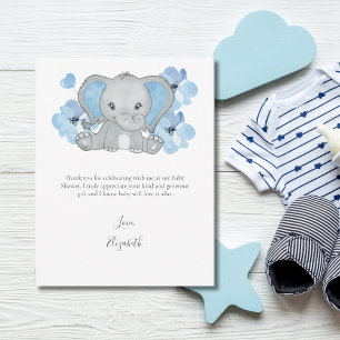 Blauer Elefant Luftballon Blumen Baby Junge Babypa Dankeskarte