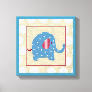 Blauer Elefant mit weißen Polka-Punkten Leinwanddruck