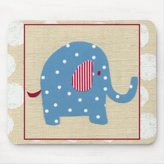 Blauer Elefant mit weißen Polka-Punkten Mousepad (Vorne)