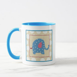 Blauer Elefant mit weißen Polka-Punkten Tasse