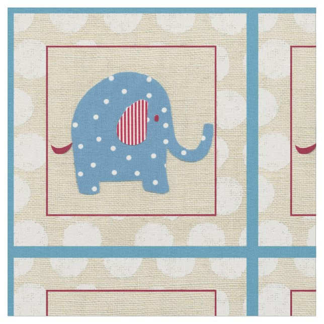 Blauer Elefant mit weißen Tupfen Stoff (Nahaufnahme)