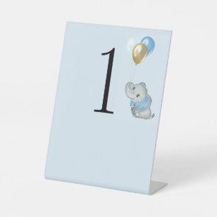 Blauer Elefant Nummer Tisch Sockel Schild