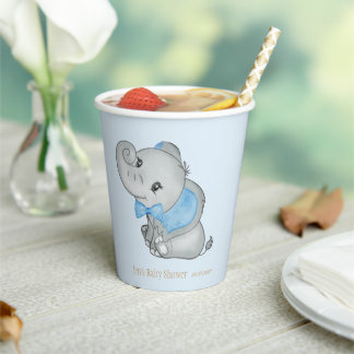 Blauer Elefant Papierbecher Baby Shower