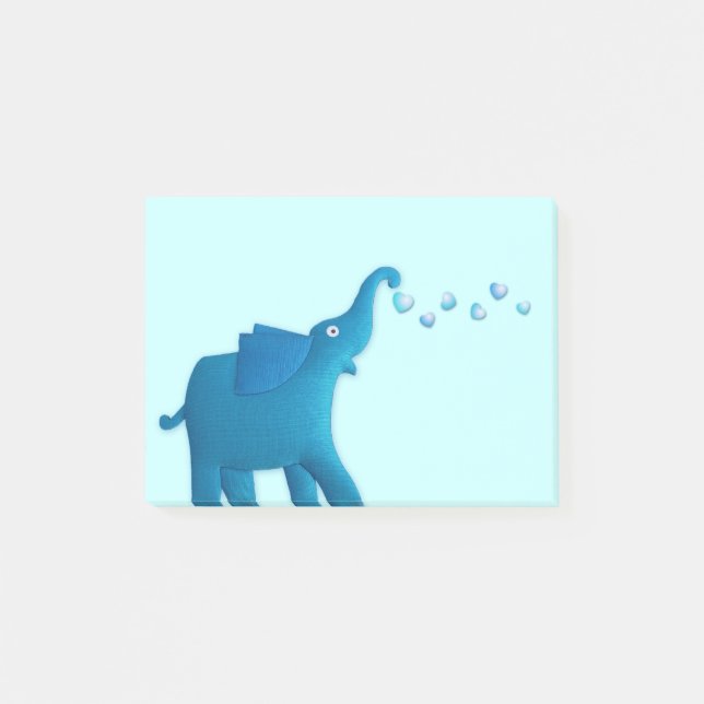 Blauer Elefant Post-it Klebezettel (Vorderseite)
