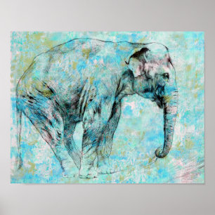 Blauer Elefant Poster