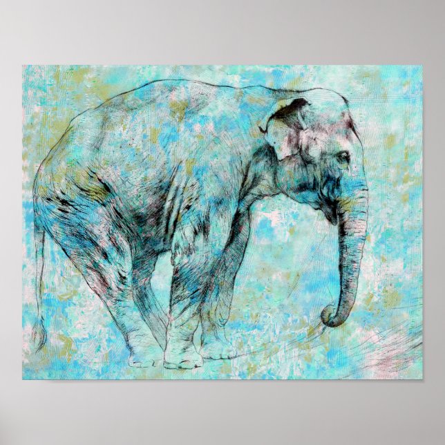 Blauer Elefant Poster (Vorne)