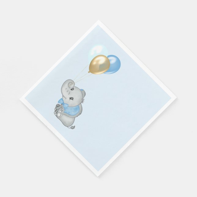 Blauer Elefant Serviette Baby Shower (Ecke)