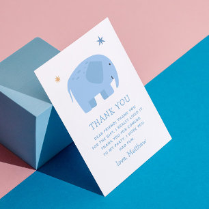 Blauer Elefant   Süße Safari-Dschungel-Kindergebur Dankeskarte