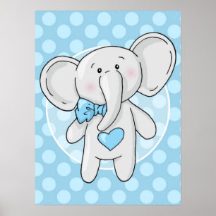 Blauer Elefant - Süßes Babyjungen-Zimmer Kinderzim Poster