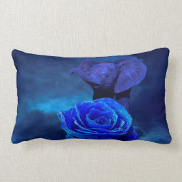 Blauer Elefant und Rose Lendenkissen