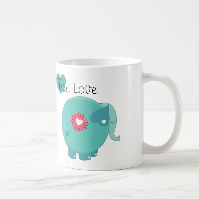 Blauer Elefant-wahre Liebe-Gewohnheits-Tasse Tasse (Rechts)