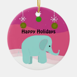 Blauer Elefant-Weihnachtsschmuck Keramik Ornament