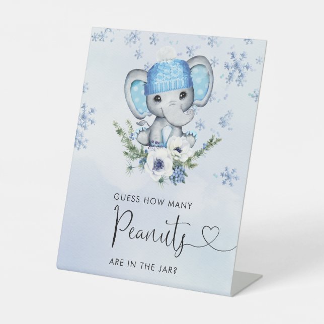 Blauer Elefant Wie viele Erdnüsse sind im Glas Sockelschild (Vorderseite)