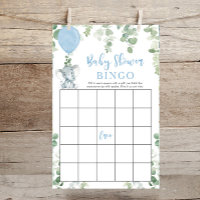 Blauer Elefantenballon Baby Dusche Bingospiel