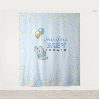 Blauer Elefantenteppich Baby Shower Wandteppich