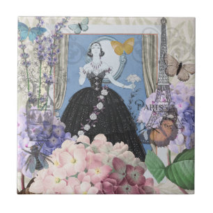 Blauer Eleganter Extravaganter Blumenstrauß Fliese
