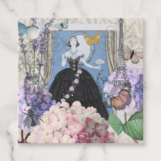 Blauer Eleganter Extravaganter Blumenstrauß Geschenkanhänger (Vorderseite)