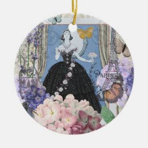 Blauer Eleganter Extravaganter Blumenstrauß Keramik Ornament