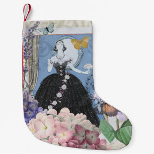 Blauer Eleganter Extravaganter Blumenstrauß Kleiner Weihnachtsstrumpf