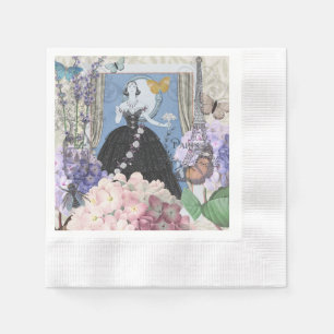 Blauer Eleganter Extravaganter Blumenstrauß Serviette