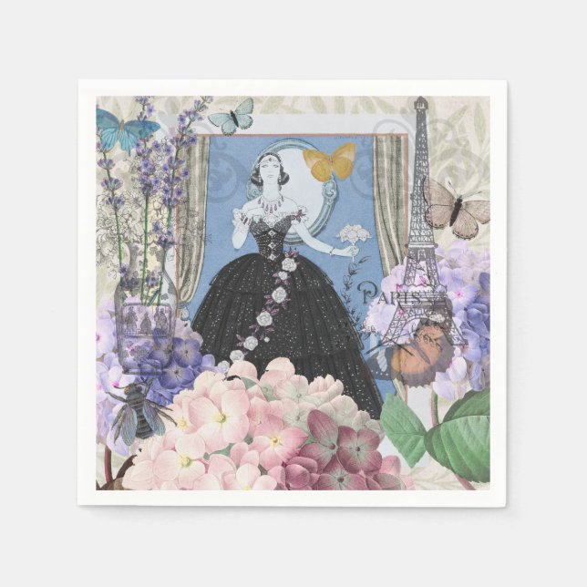 Blauer Eleganter Extravaganter Blumenstrauß Serviette (Vorderseite)