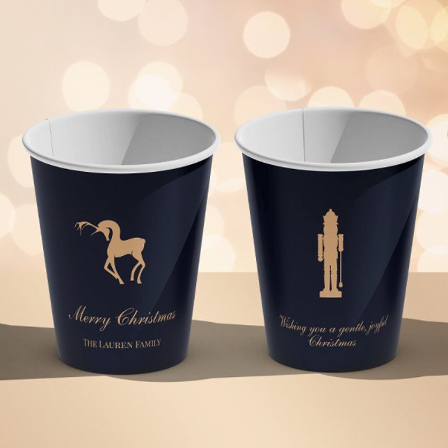 Blauer eleganter Nussknacker personalisierter Bech Pappbecher (Von Creator hochgeladen)