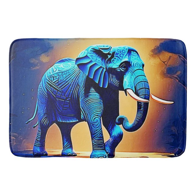 Blauer Elephant Glow Design Badematte (Vorderseite)
