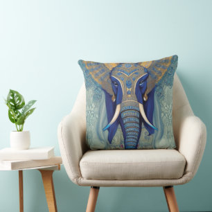Blauer Elephant Throw Kissen