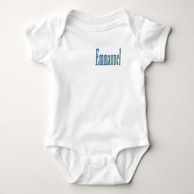 Blauer Emmanuel-Name,  Baby Strampler (Vorderseite)