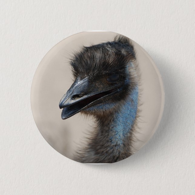 Blauer Emu Button (Vorderseite)
