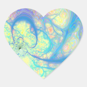 Blauer Engel - kosmisches Azurblau u. Zitrone Herz-Aufkleber