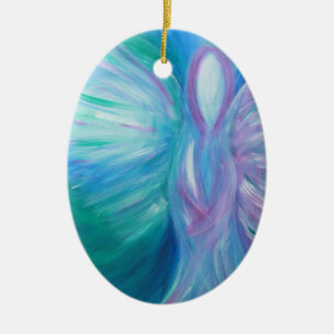 Blauer Engels-wunderliche heilende Kunst Keramik Ornament