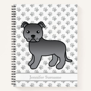 Blauer englischer Staffie süßer Cartoon-Hund & Tex Notizbuch