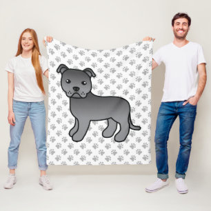 Blauer English Staffie Süßer Cartoon-Hund & Pfoten Fleecedecke