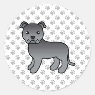Blauer English Staffordshire Bull Terrier Hund Runder Aufkleber