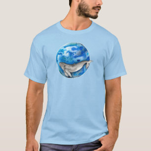 Blauer Erde-Wal-T-Shirt T-Shirt