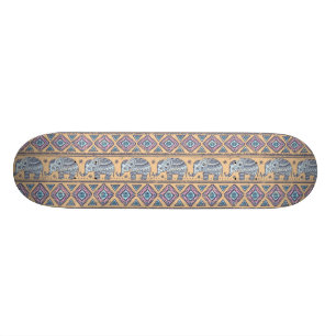 Blauer ethnischer Elefant-Stammes- Muster Skateboard